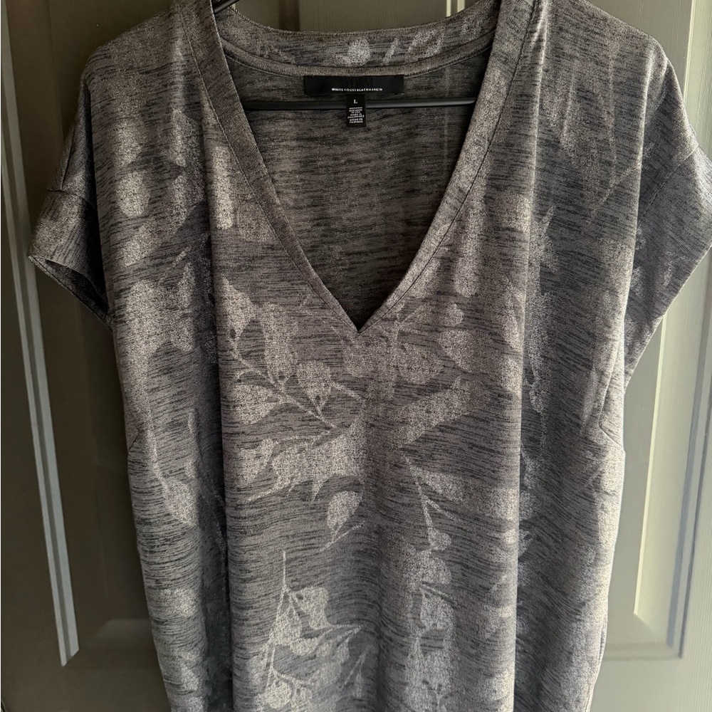 Gray V-Neck Women's Blouse